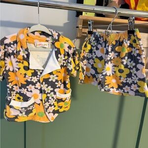 Kids Floral Matching Set - Yellow and Gray